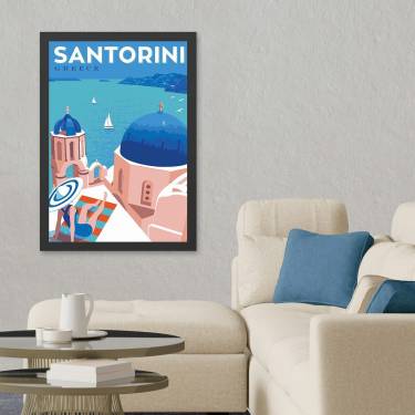 Tablou decorativ - Santorini (55 x 75) - MDF - Polistiren - Multicolor